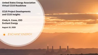 United States Energy Association  Virtual CCUS Roadshow  CCUS Project Developments  and CCUS