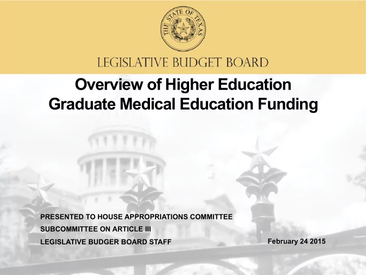 o overview of higher education i f hi h ed i graduate