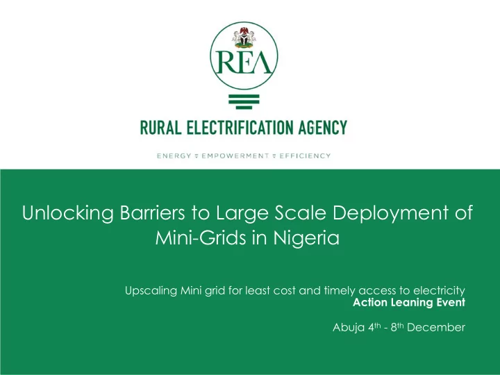 unlocking barriers to large scale deployment of mini
