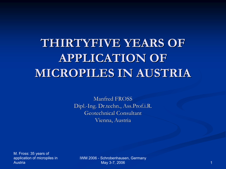 thirtyfive years of thirtyfive years of application of