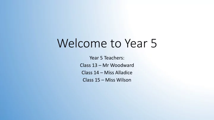 welcome to year 5