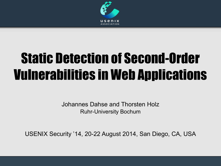 static detection of second order vulnerabilities in web