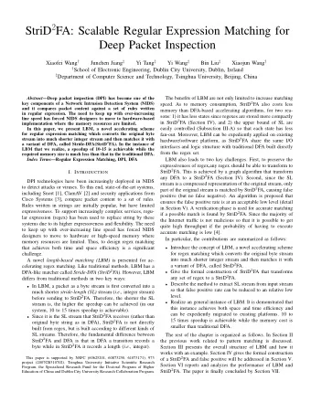 StriD 2 FA: Scalable Regular Expression Matching for  Deep Packet Inspection Xiaofei Wang