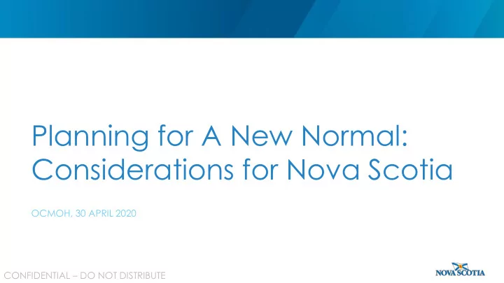 planning for a new normal