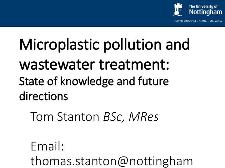 microplastic ic poll llution and wastewater treatment