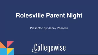 Rolesville Parent Night  Presented by: Jenny Peacock  Who are we?  Jenny Peacock  Director of