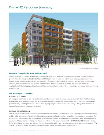 Parcel 42 Response Summary  East Corner Perspectjve Elevatjon  Agents of Change in the Shaw