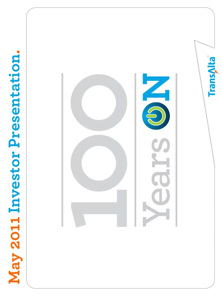 may 2011 investor presentation forward looking statements