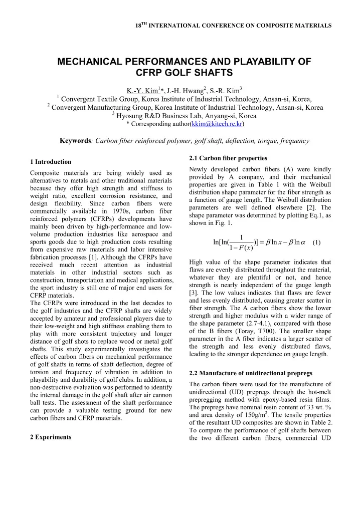 mechanical performances and playability of cfrp golf