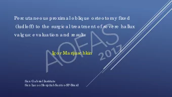 Pe rc uta ne o us pro xima l o b liq ue  o ste o to my fixe d  (ludlo ff) to  the  surg ic a l tre