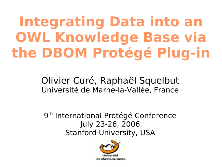 integrating data into an owl knowledge base via the dbom