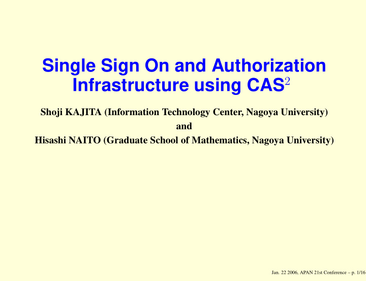 single sign on and authorization