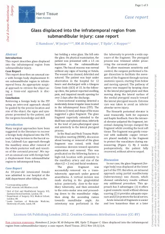 C ase r eport  Glass displaced into the infratemporal region from  submandibular injury: case