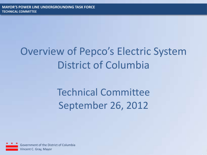 overview of pepco s electric system district of columbia