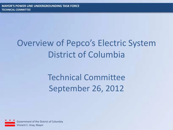 overview of pepco s electric system district of columbia