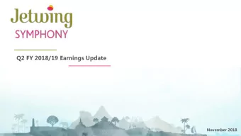 Q2 FY 2018/19 Earnings Update  November 2018 Jetwing Symphonys operation portfolio  Jetwing Lake