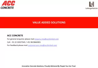 VALUE ADDED SOLUTIONS  ACC CONCRETE For general enquiries please mail enquiry.rmx@acclimited.com