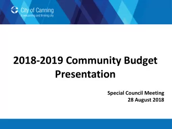 Presentation  Special Council Meeting  28 August 2018 Integrated Planning 2017-2027  Long Term