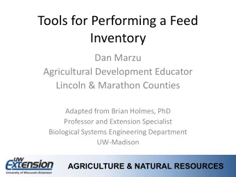Tools for Performing a Feed  Inventory  Dan Marzu  Agricultural Development Educator  Lincoln &amp;