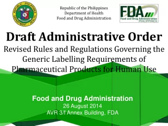 Draft Administrative Order  Revised Rules and Regulations Governing the  Generic Labelling