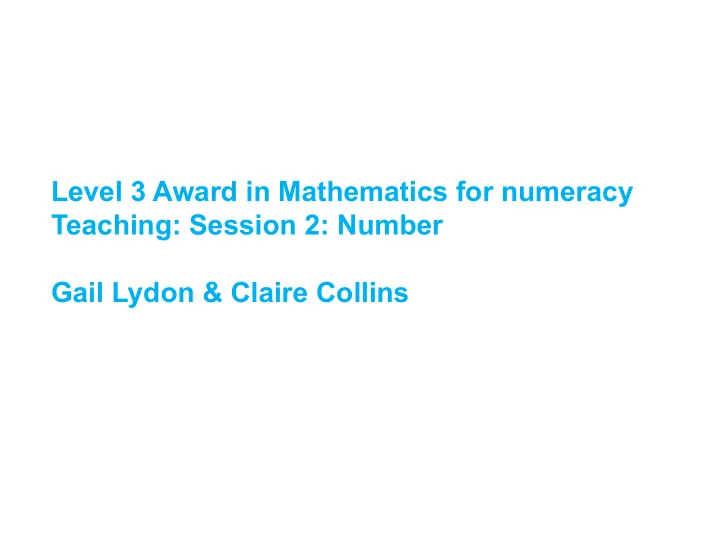level 3 award in mathematics for numeracy teaching