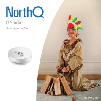 The Smoke Detector Q-Smoke is a sensitive smoke detector that sends an alert and emits loud sounds