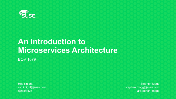 an introduction to microservices architecture