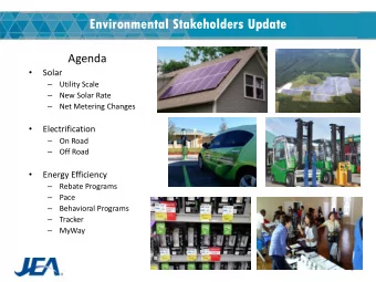 1  Environmental Stakeholders Update  Solar Integration  The integration of solar photovoltaic