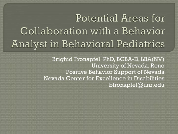 brighid fronapfel phd bcba d lba nv university of nevada