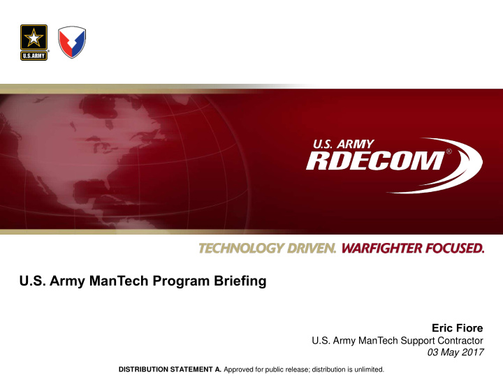 u s army mantech program briefing