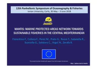 MANTIS: MARINE PROTECTED AREAS NETWORK TOWARDS  SUSTAINABLE FISHERIES IN THE CENTRAL MEDITERRANEAN