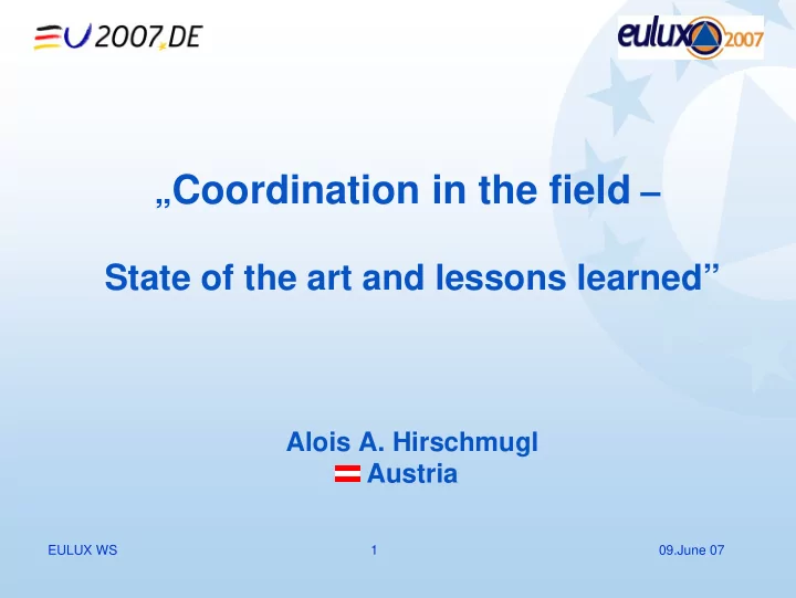 everybody wants coordination but nobody wants to be