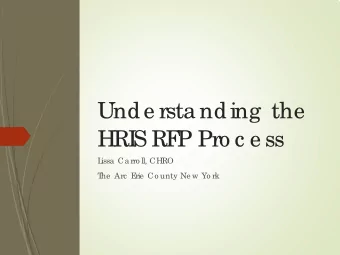 Unde rsta nding  the  HRI  S RF  P Pro c e ss  L  issa  Ca rro ll, CHRO  T  he  Arc  E  rie  Co