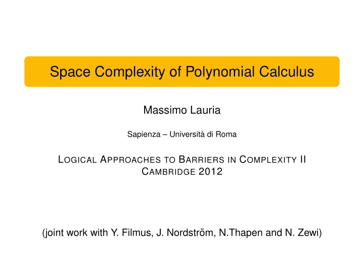 space complexity of polynomial calculus