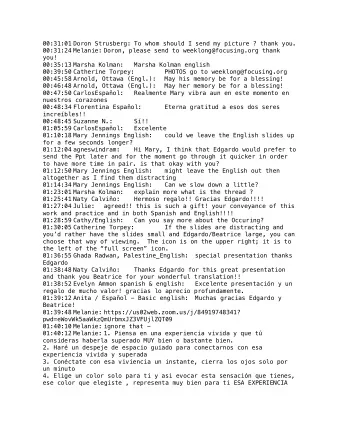 00:31:01 Doron Strusberg: To whom should I send my picture ? thank you.  00:31:24 Melanie: Doron,