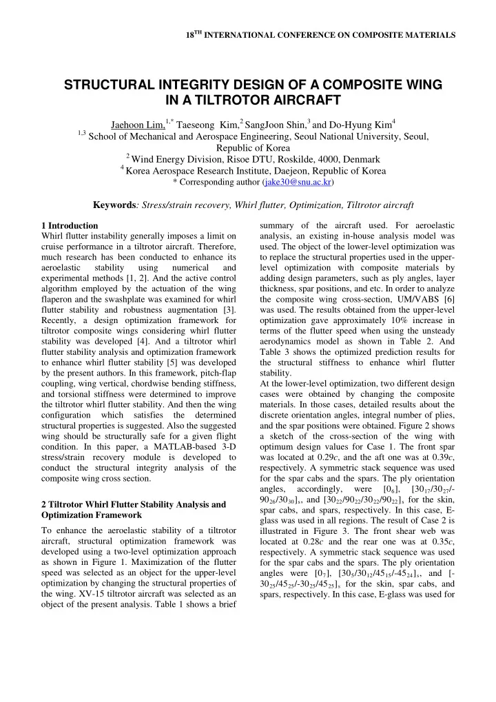 structural integrity design of a composite wing in a