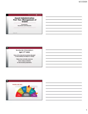 4/17/2020  Award Administration  ard Administration  Part T  Part Two:  o: Managem  Management  ent