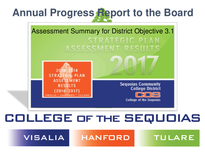 annual progress report to the board