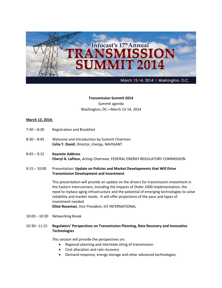 transmission summit 2014 summit agenda washington dc