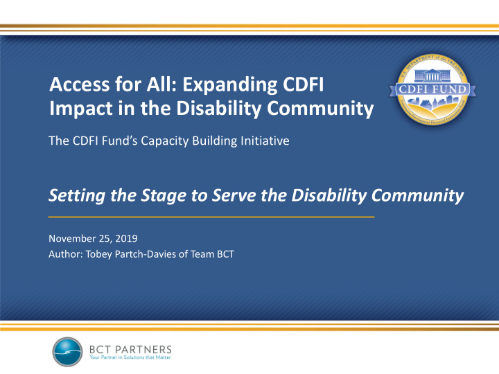 access for all expanding cdfi impact in the disability