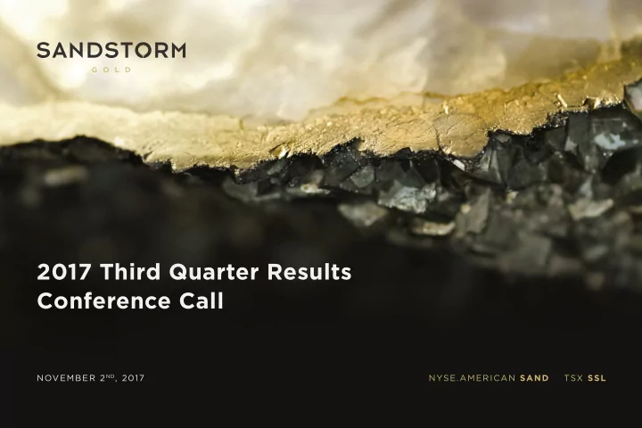 2017 third quarter results conference call