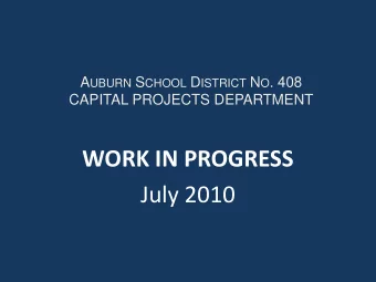 WORK IN PROGRESS  July 2010  Admin. Bldg. Computer Room  HVAC Improvements  New air-conditioning