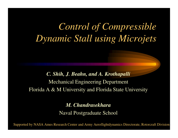 control of compressible dynamic stall using microjets