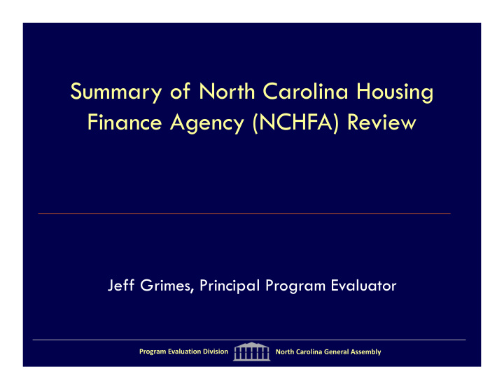 summary of north carolina housing finance agency nchfa