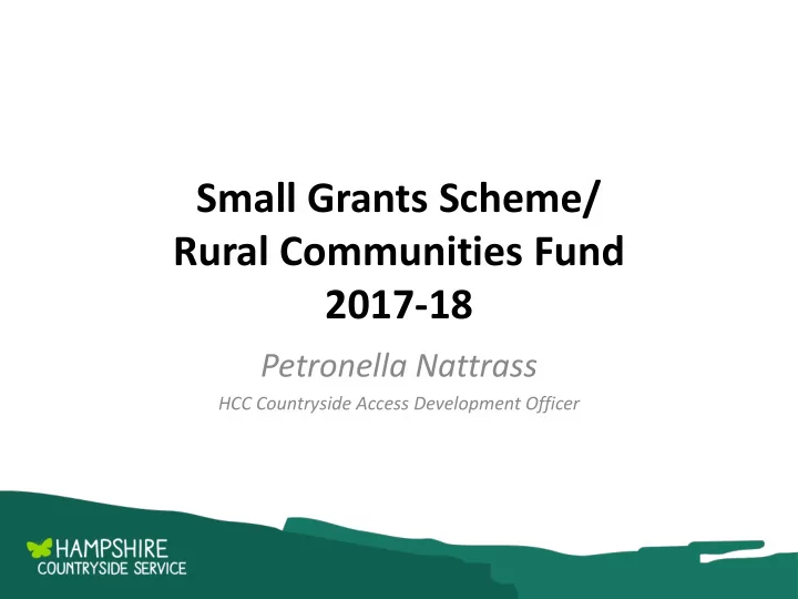 small grants scheme rural communities fund 2017 18