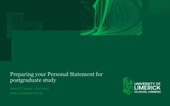 Preparing your Personal Statement for  postgraduate study Anne OConnor  ul.ie/ cecd