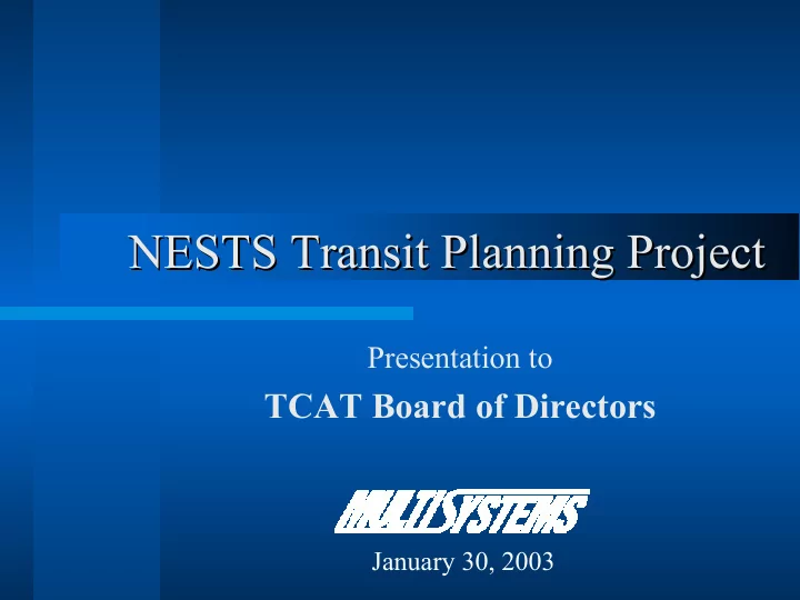 nests transit planning project nests transit planning