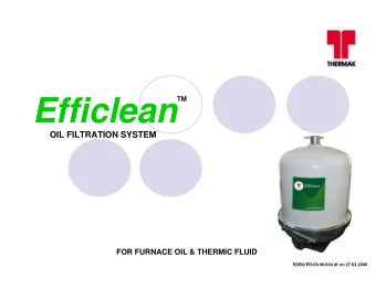 Efficlean  OIL FILTRATION SYSTEM  FOR FURNACE OIL &amp; THERMIC FLUID  SSBU/PD/08-09/004 dt on