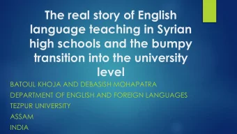 The real story of English  language teaching in Syrian  high schools and the bumpy  transition into