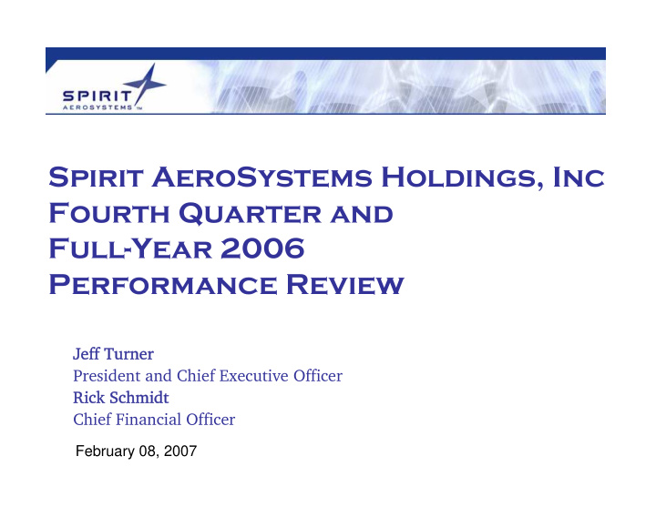 spirit aerosystems holdings inc fourth quarter and full